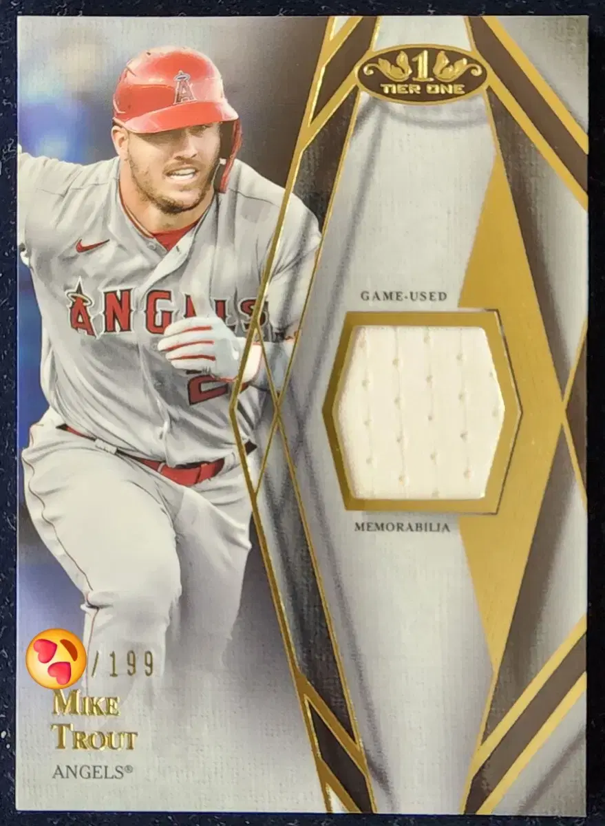 Topps Tier One Mike Trout 유니폼 카드 1장